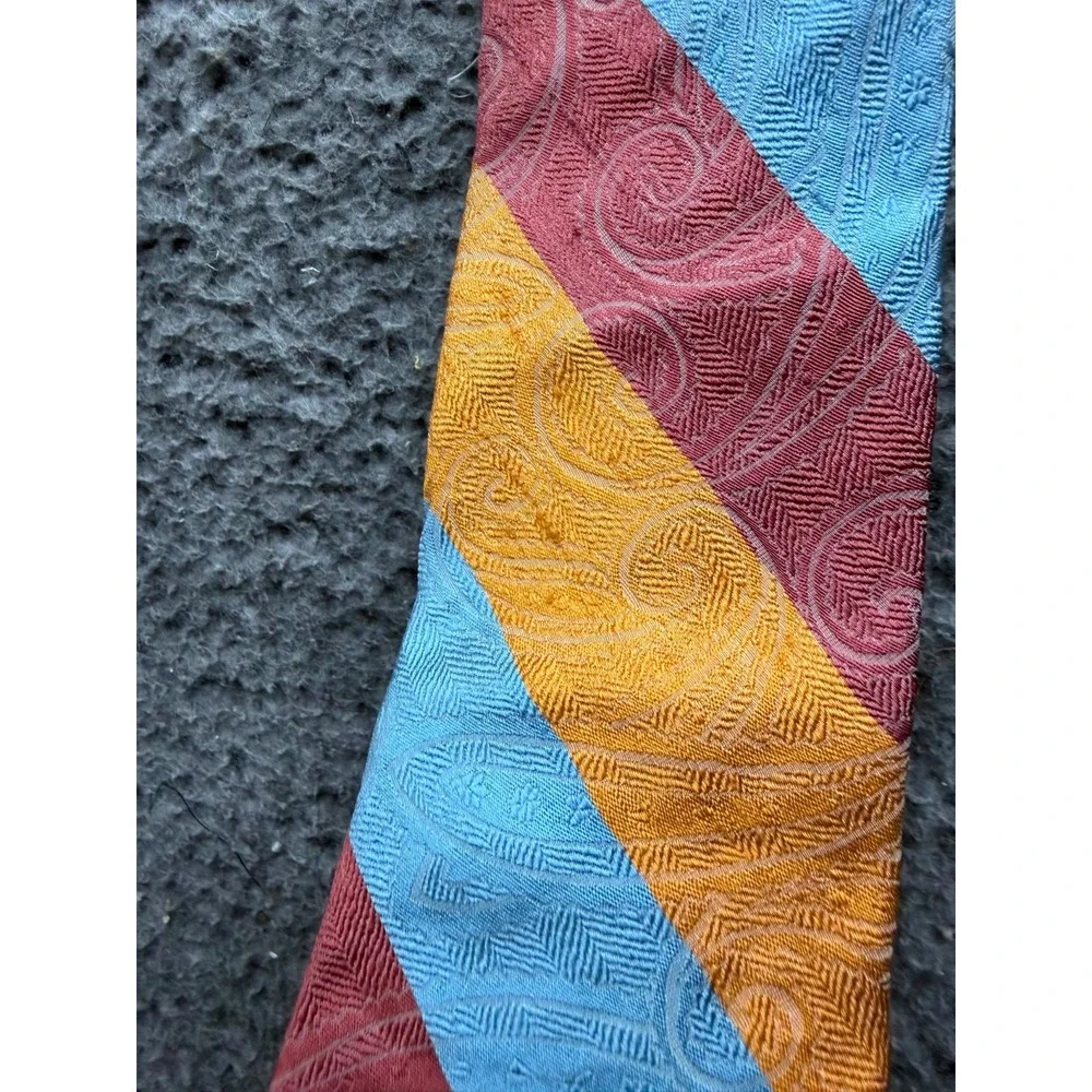 Givenchy Monsieur Striped Paisley Jacquard Silk Neck Tie Multicolor One Size